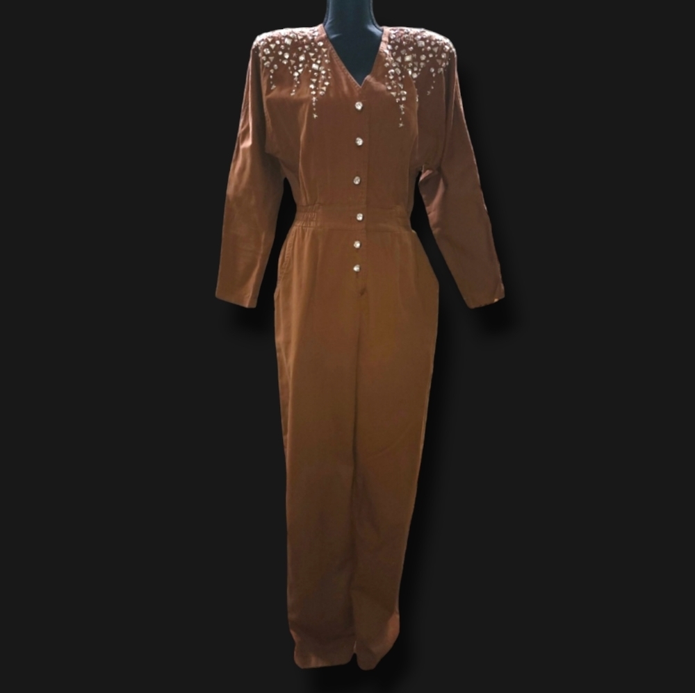 Monique Fashions Vintage 80's Jumpsuit in Brown